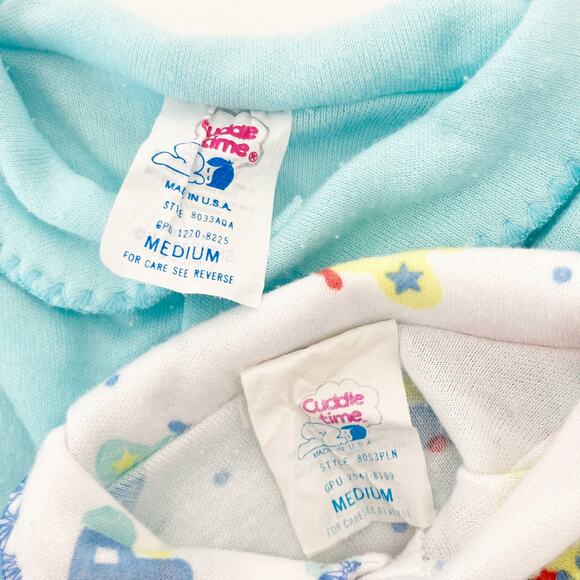 Vintage Cuddle Time Lot of 2 One Piece Long Sleeve Pajamas - Picture 5 of 7